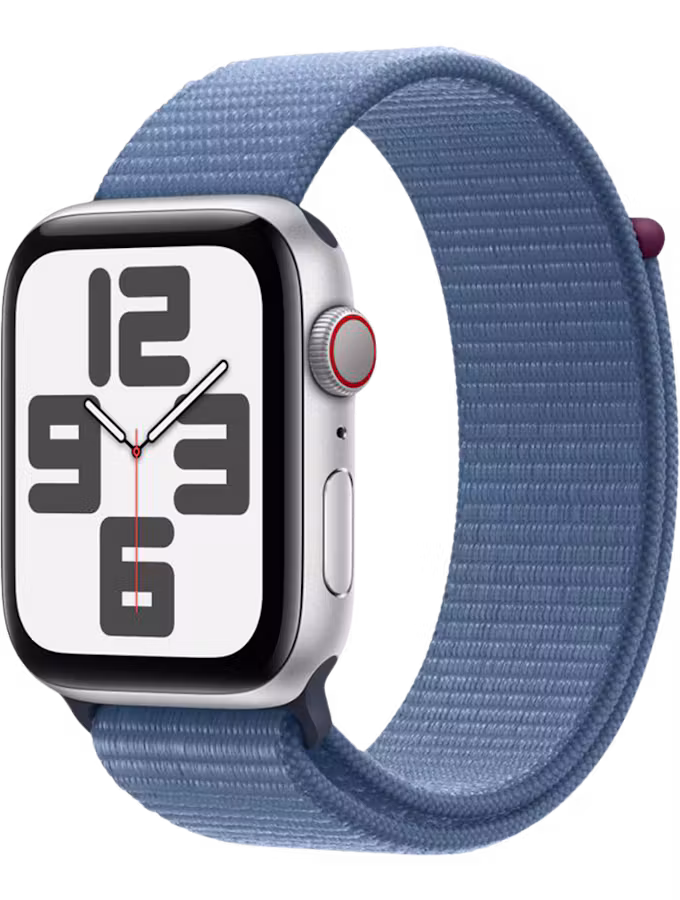 Apple Watch SE (2023) GPS + Cellular 44mm Silver Aluminium Case with Winter Blue Sport Loop