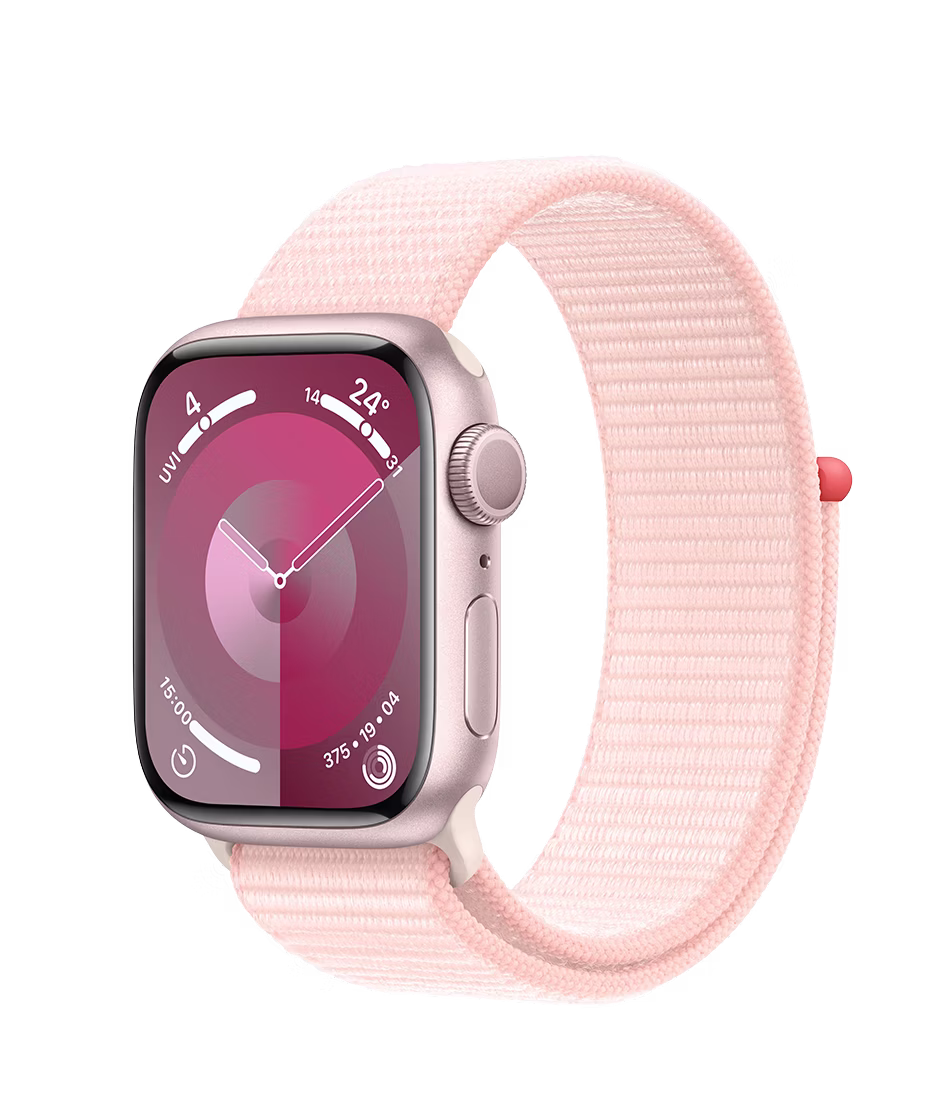 Apple Watch Series 9 GPS 41mm Pink Aluminium Case with Light Pink Regular Sport Loop