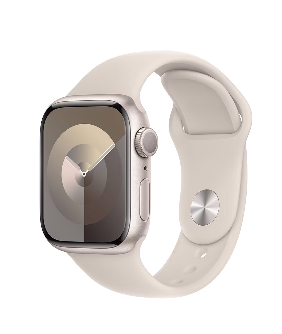 Apple Watch Series 9 GPS 41mm Starlight Aluminium Case with Starlight M/L Sport Band