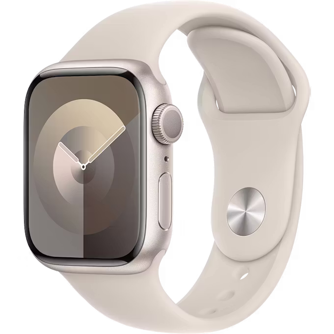 Apple Watch Series 9 GPS 41mm Starlight Aluminium Case with Starlight M/L Sport Band