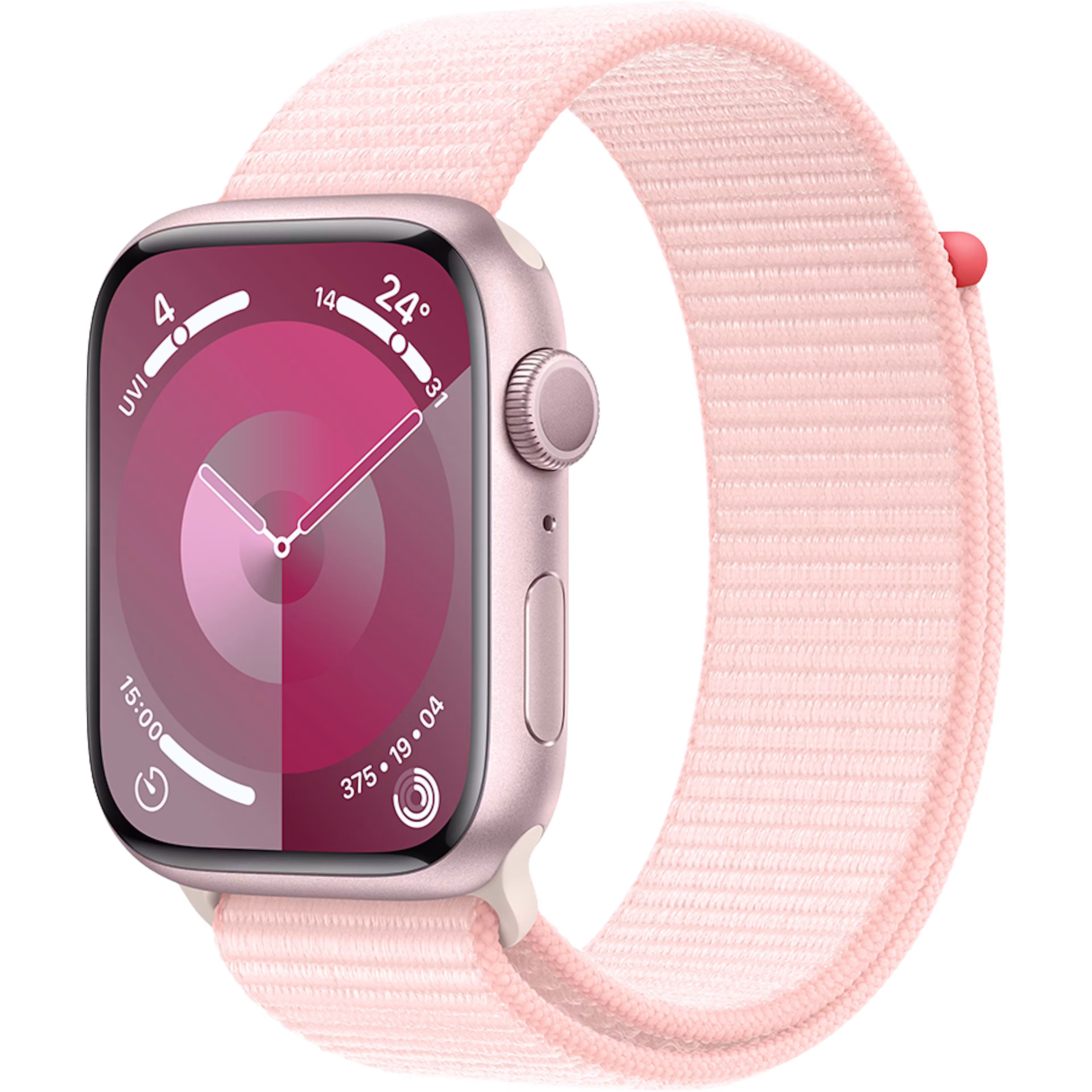 Apple Watch Series 9 GPS 45mm Pink Aluminium Case with Light Pink Regular Sport Loop