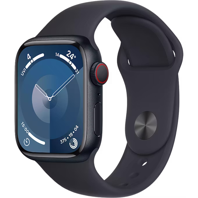 Apple Watch Series 9 GPS + Cellular 41mm Midnight Aluminium Case with Midnight S/M Sport Band