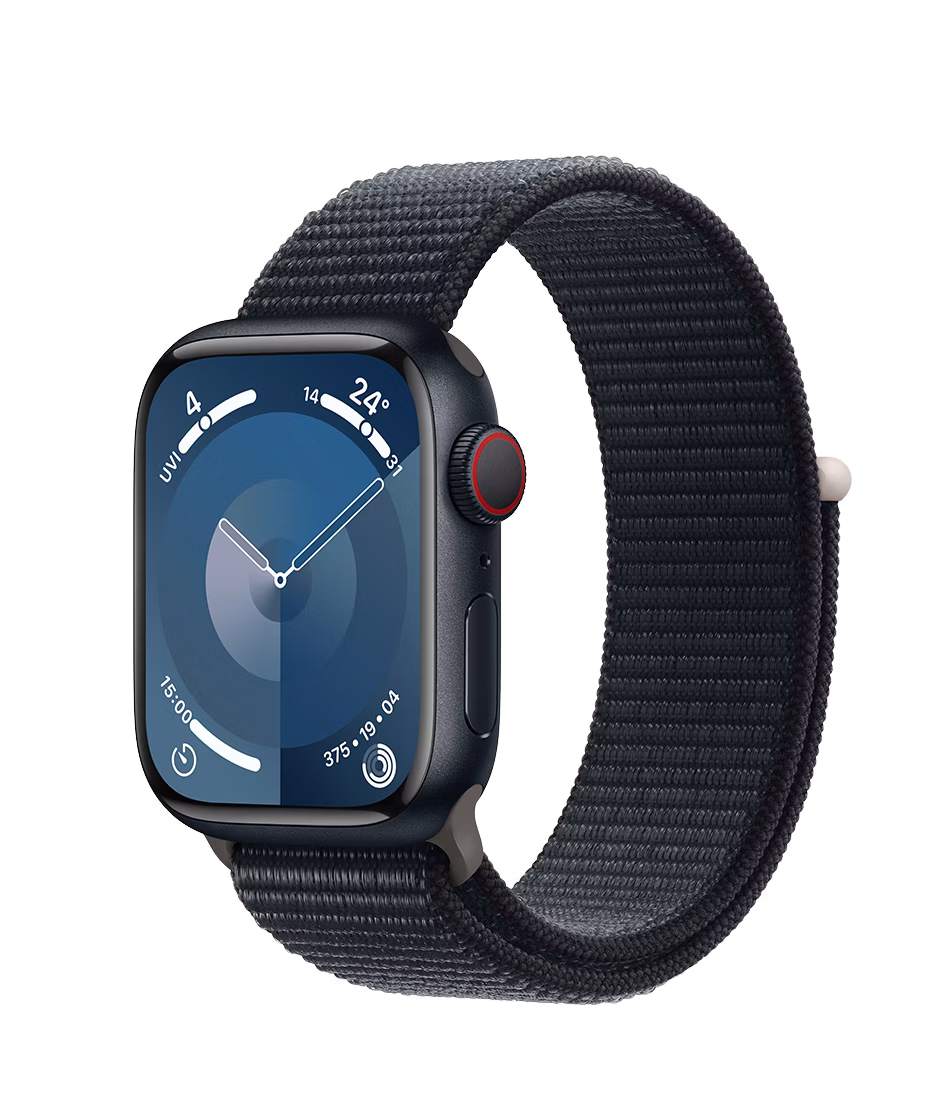Apple Watch Series 9 GPS + Cellular 41mm Midnight Aluminium Case with Midnight Regular Sport Loop