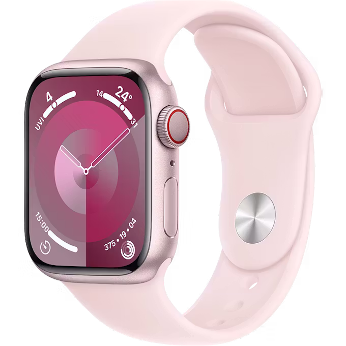 Apple Watch Series 9 GPS + Cellular 41mm Pink Aluminium Case with Light Pink S/M Sport Band