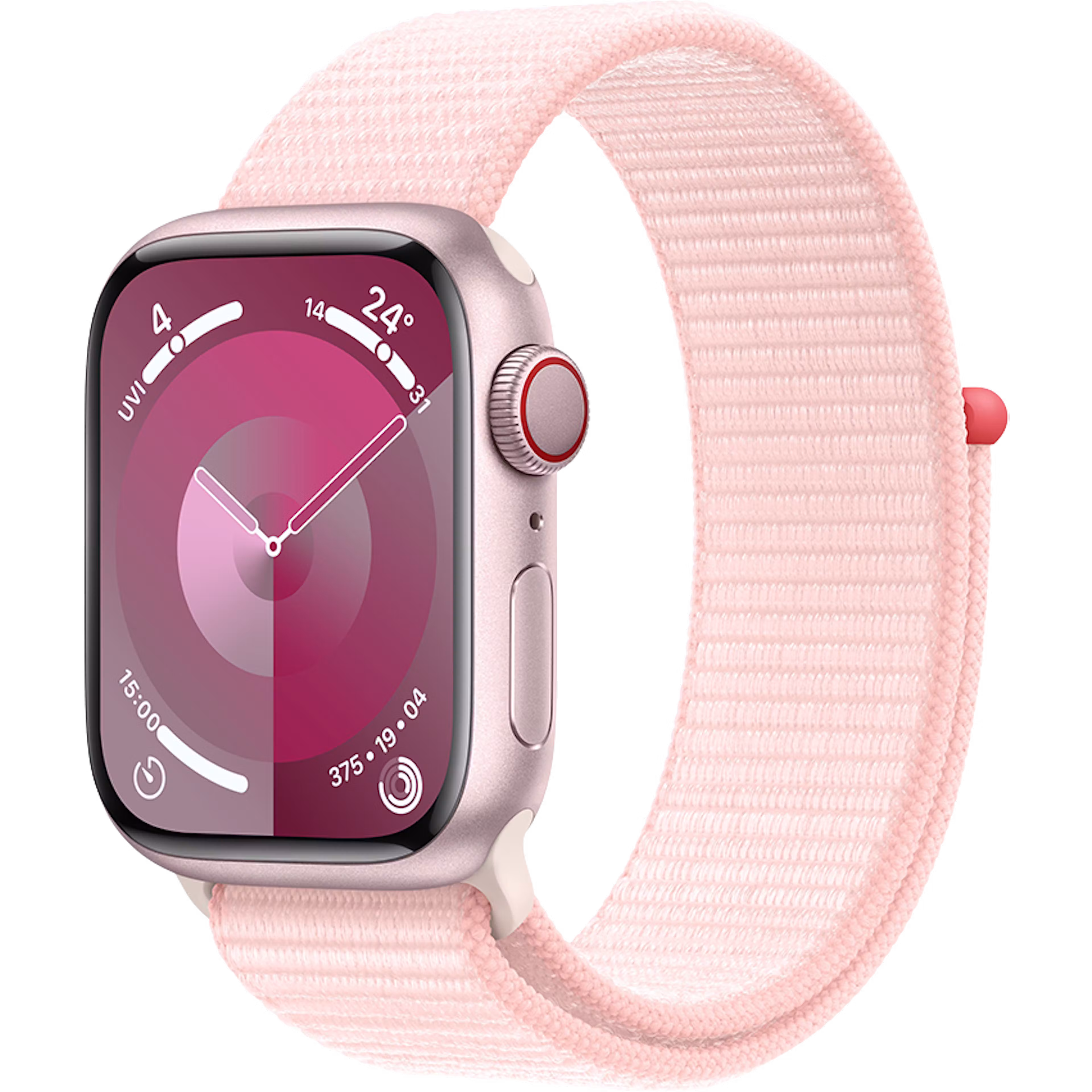 Apple Watch Series 9 GPS + Cellular 41mm Pink Aluminium Case with Light Pink Regular Sport Loop