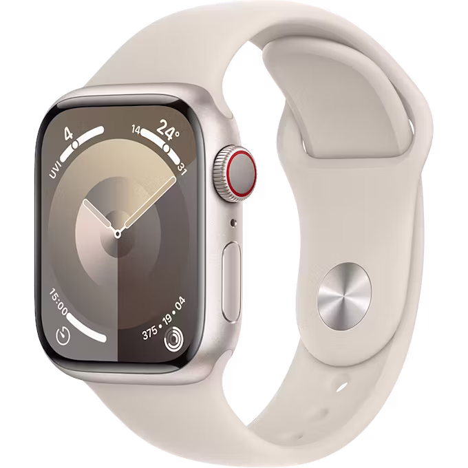 Apple Watch Series 9 GPS + Cellular 41mm Starlight Aluminium Case with Starlight M/L Sport Band
