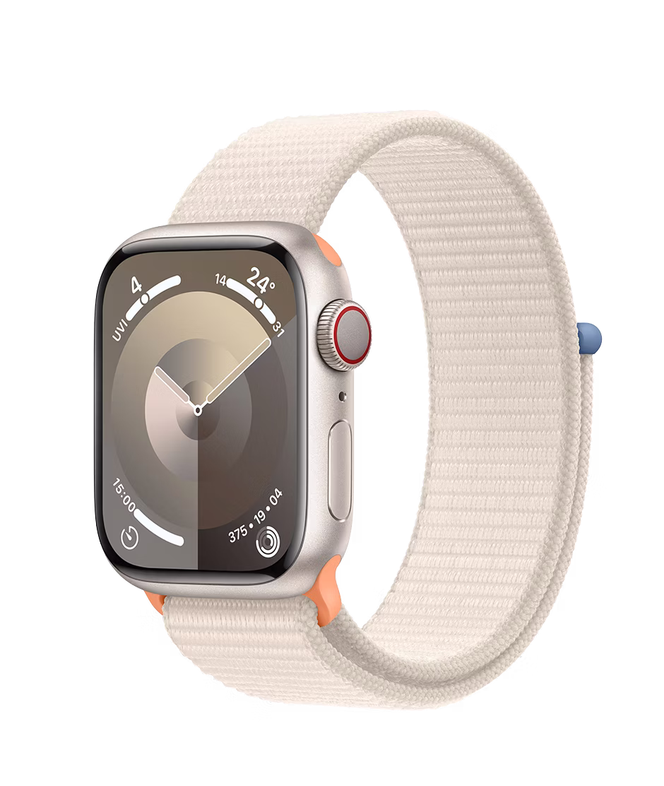 Apple Watch Series 9 GPS + Cellular 41mm Starlight Aluminium Case with Starlight Regular Sport Loop