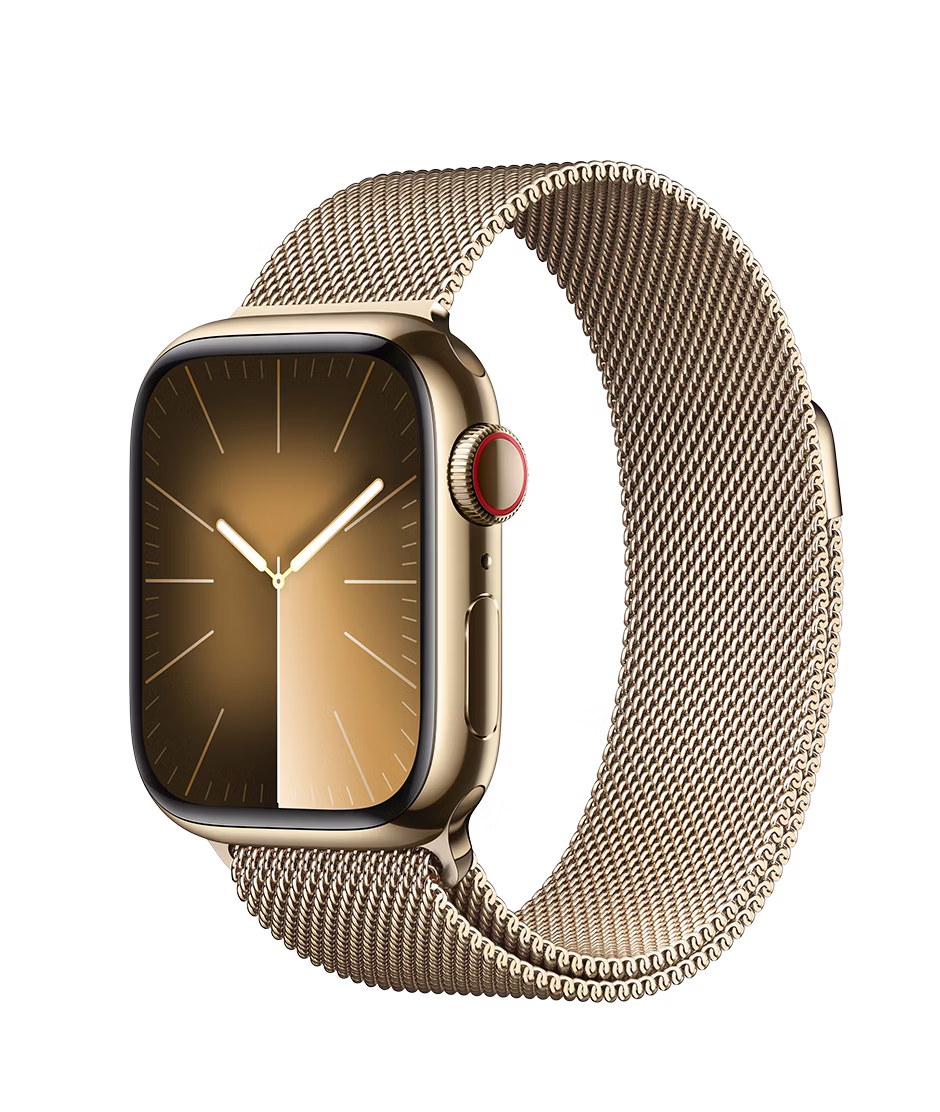 Apple Watch Series 9 GPS + Cellular 41mm Gold Stainless Steel Case with Gold Regular Milanese Loop