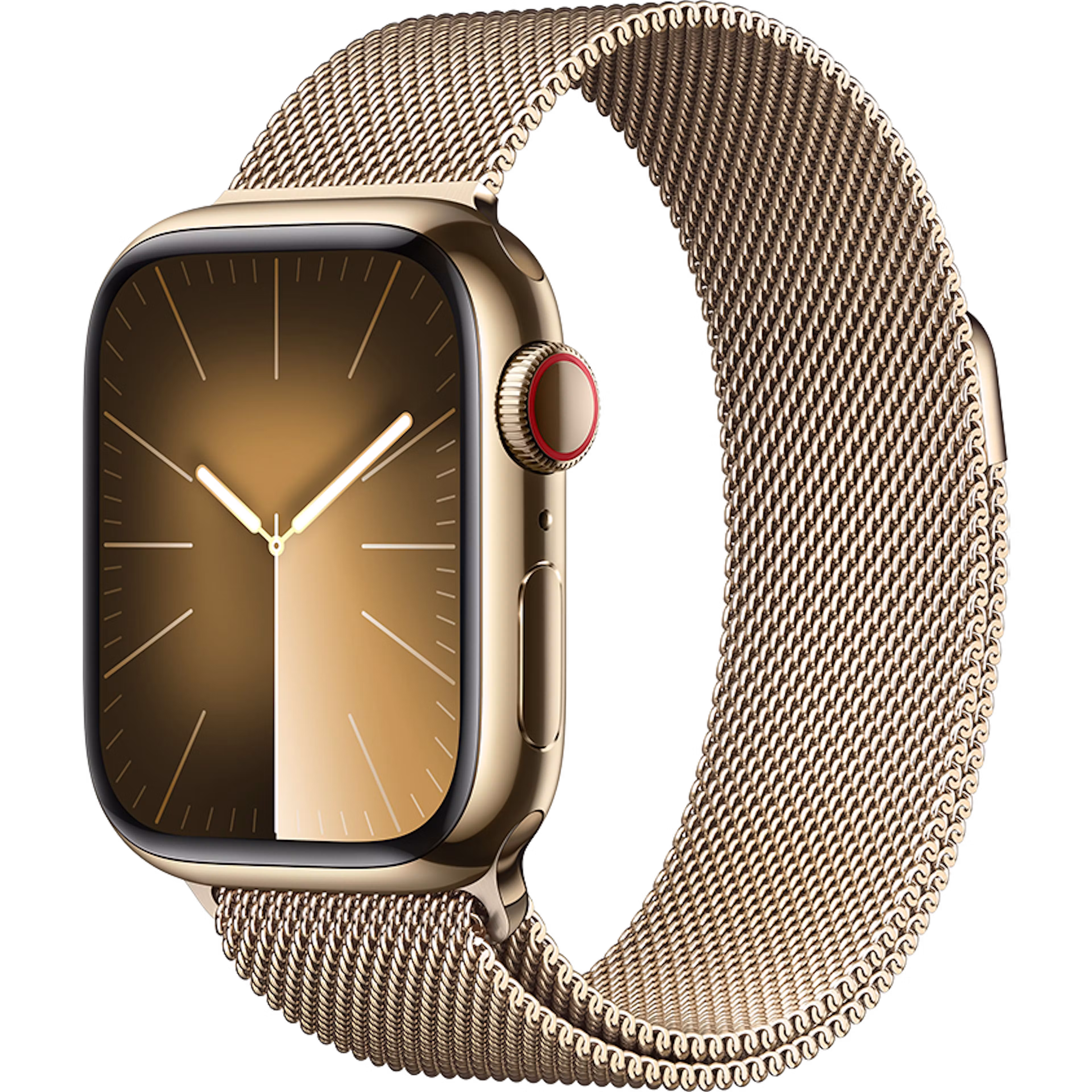 Apple Watch Series 9 GPS + Cellular 41mm Gold Stainless Steel Case with Gold Regular Milanese Loop