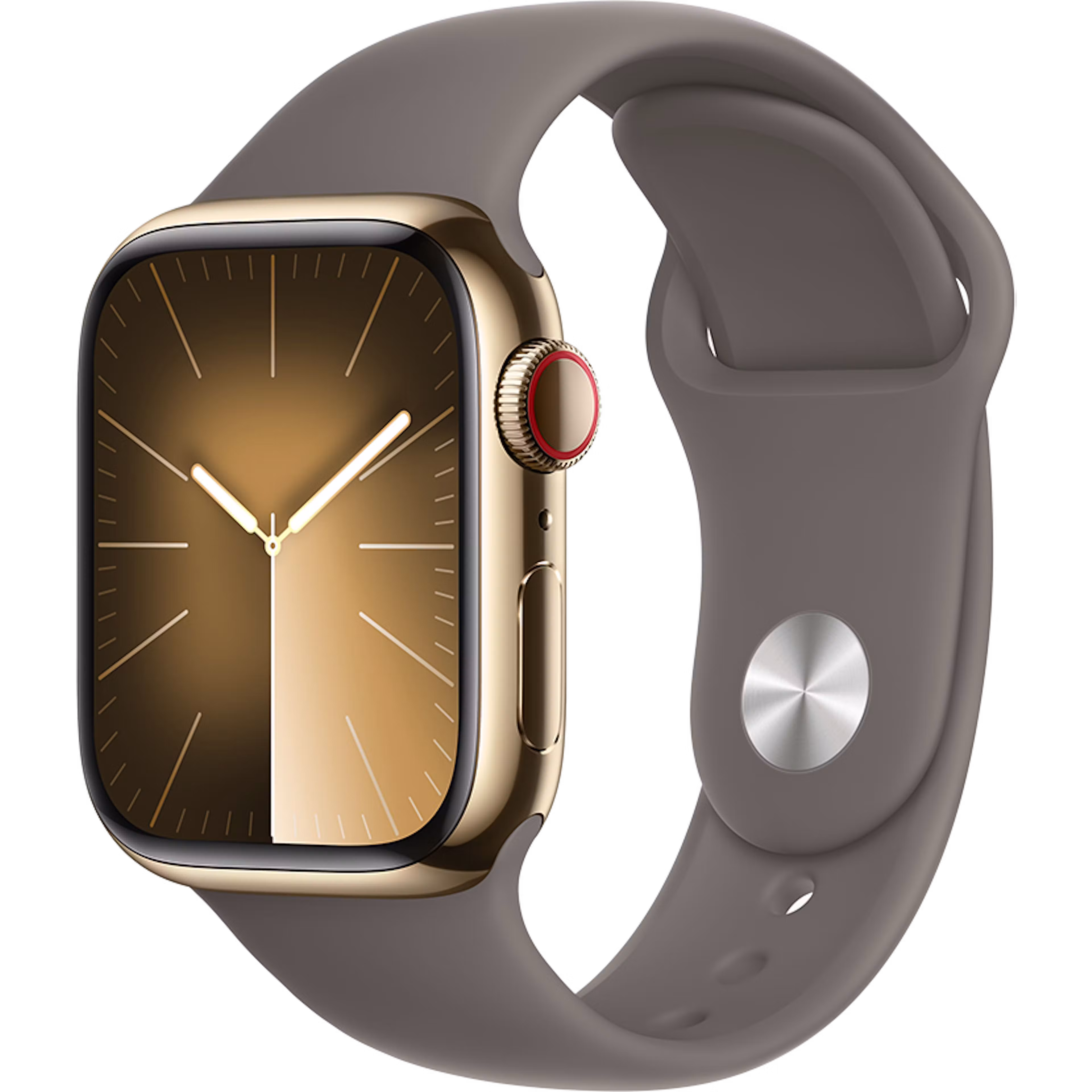Apple Watch Series 9 GPS + Cellular 41mm Gold Stainless Steel Case with Clay S/M Sport Band