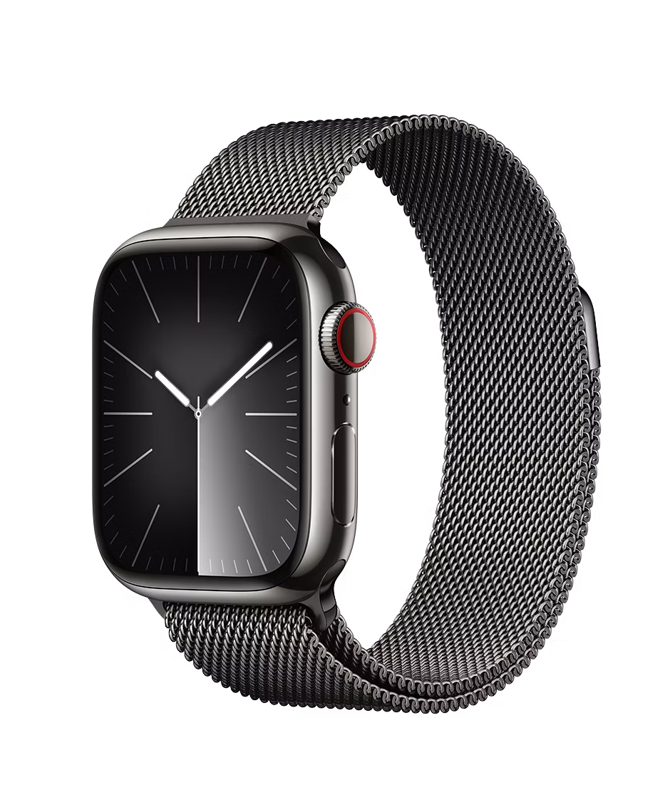 Apple Watch Series 9 GPS + Cellular 41mm Graphite Stainless Steel Case with Graphite Regular Milanese Loop