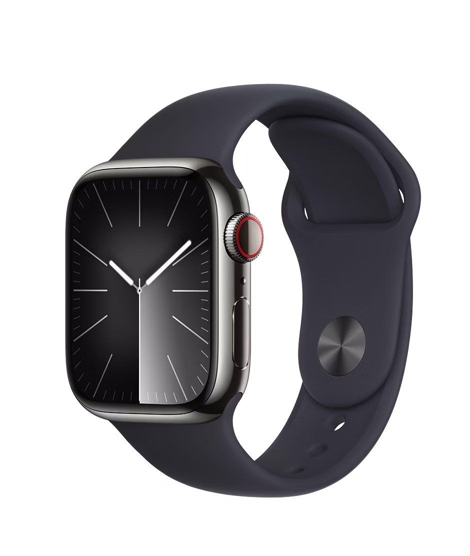 Apple Watch Series 9 GPS + Cellular 41mm Graphite Stainless Steel Case with Midnight S/M Sport Band