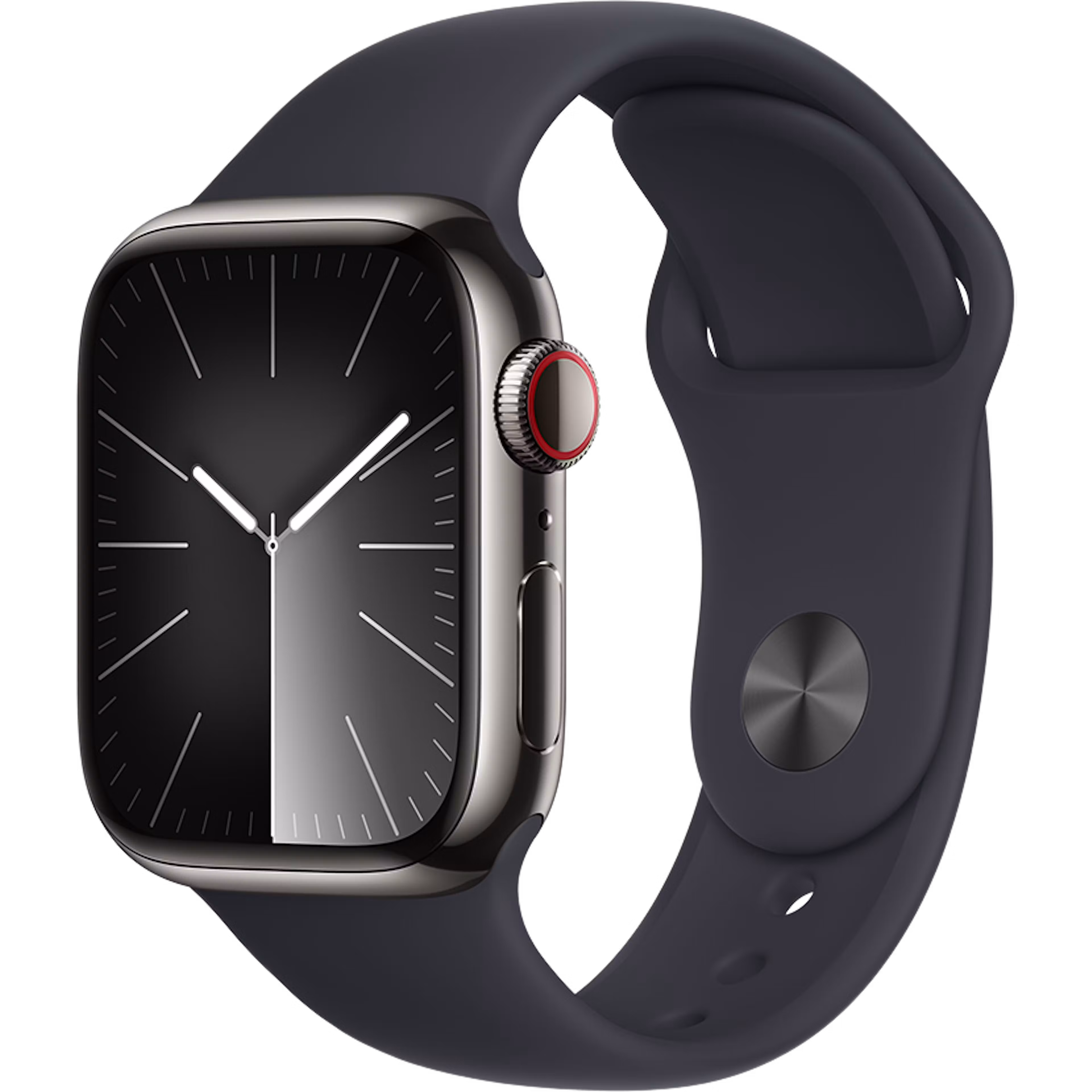 Apple Watch Series 9 GPS + Cellular 41mm Graphite Stainless Steel Case with Midnight M/L Sport Band