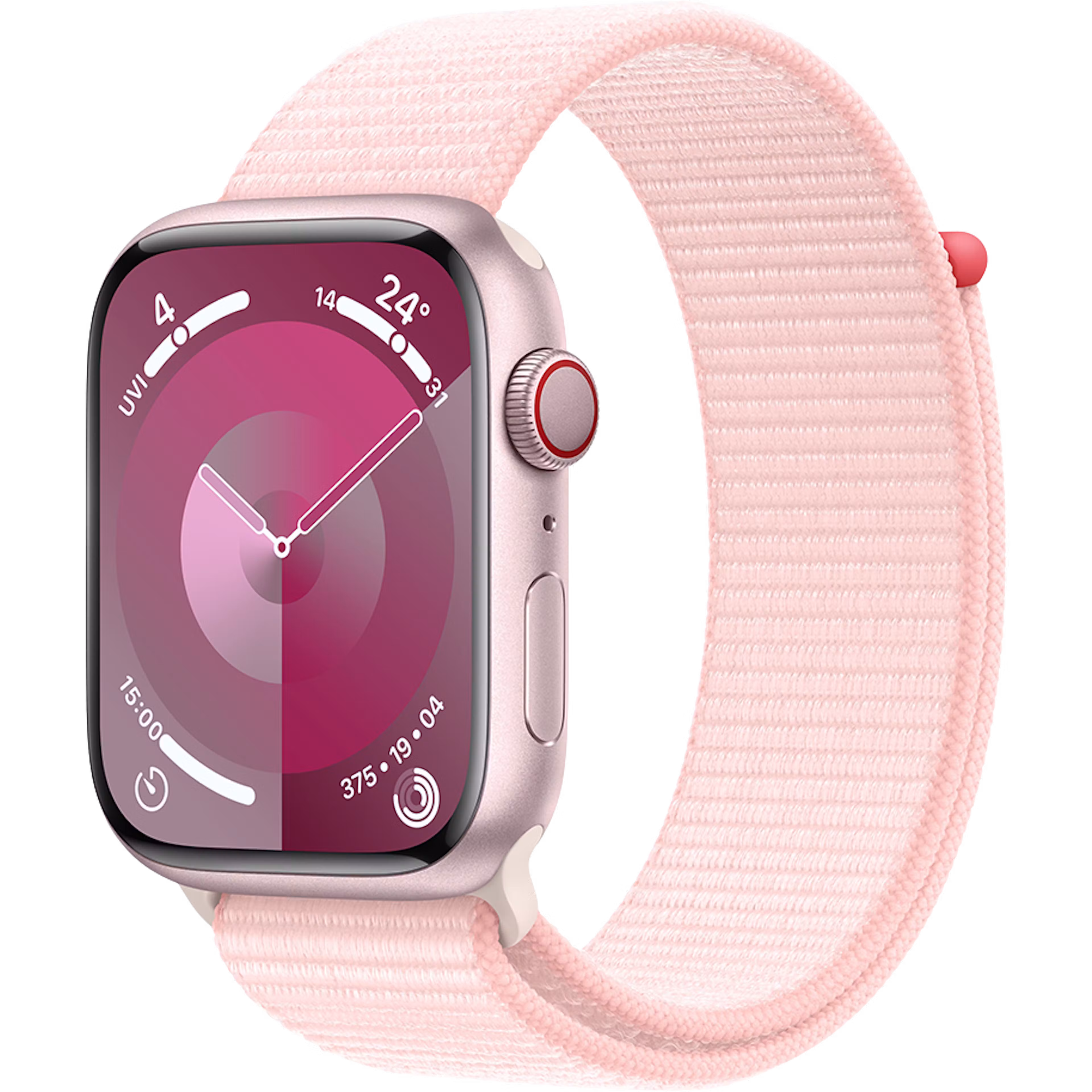 Apple Watch Series 9 GPS + Cellular 45mm Pink Aluminium Case with Light Pink Regular Sport Loop