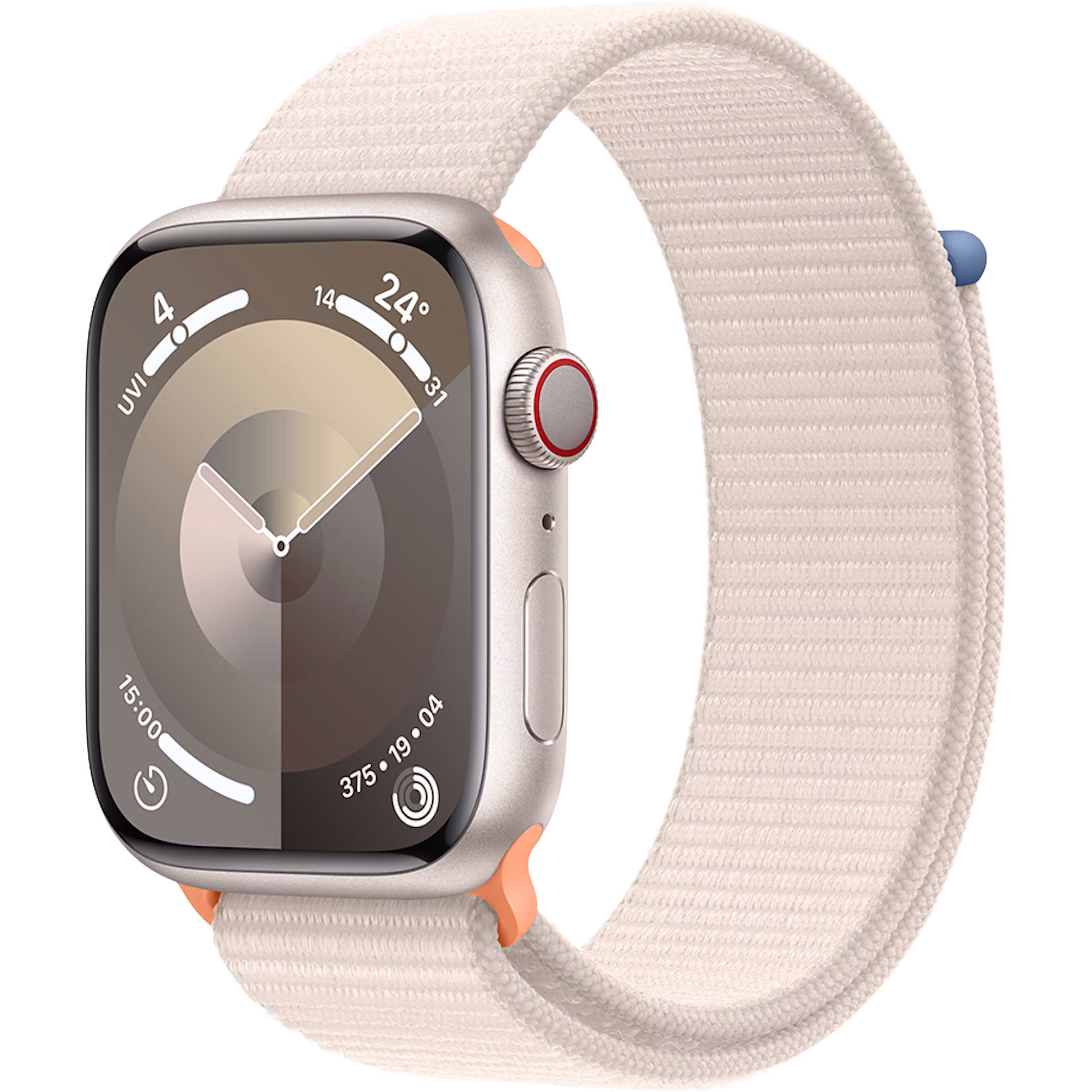Apple Watch Series 9 GPS + Cellular 45mm Starlight Aluminium Case with Starlight Regular Sport Loop