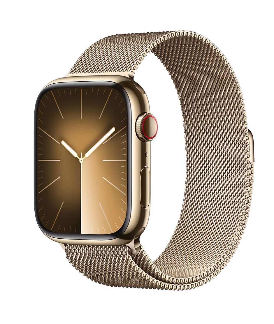Apple Watch Series 9 GPS + Cellular 45mm Gold Stainless Steel Case with Gold Regular Milanese Loop