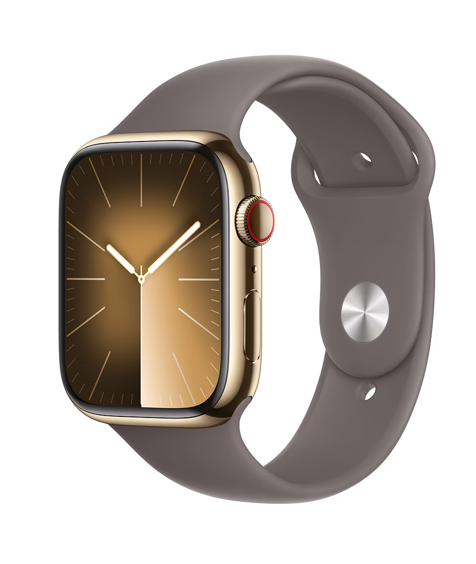Apple Watch Series 9 GPS + Cellular 45mm Gold Stainless Steel Case with Clay S/M Sport Band