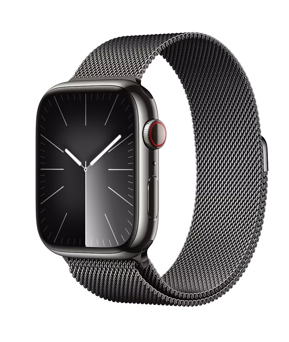 Apple Watch Series 9 GPS + Cellular 45mm Graphite Stainless Steel Case with Graphite Regular Milanese Loop
