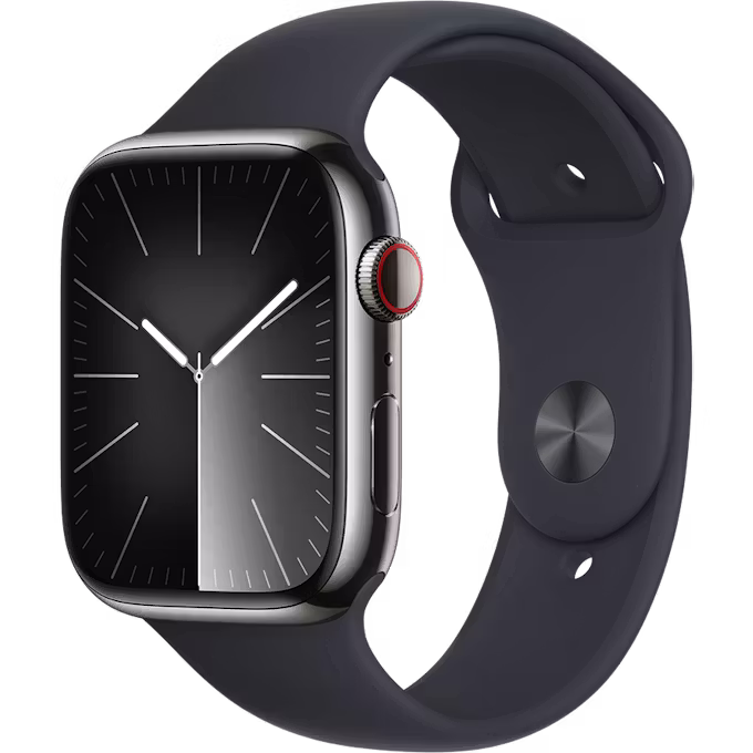 Apple Watch Series 9 GPS + Cellular 45mm Graphite Stainless Steel Case with Midnight M/L Sport Band