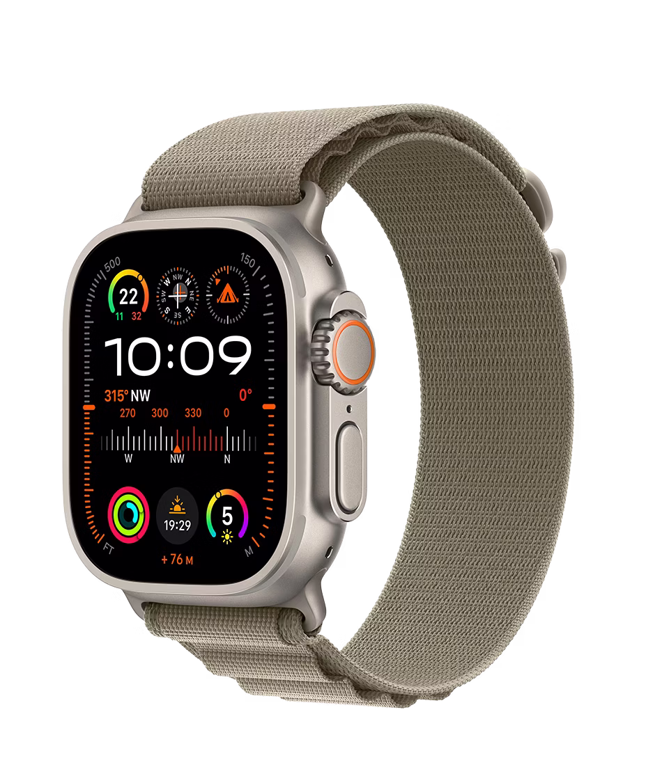 Apple Watch Ultra 2 GPS + Cellular 49mm Natural Titanium Case with Olive Medium Alpine Loop