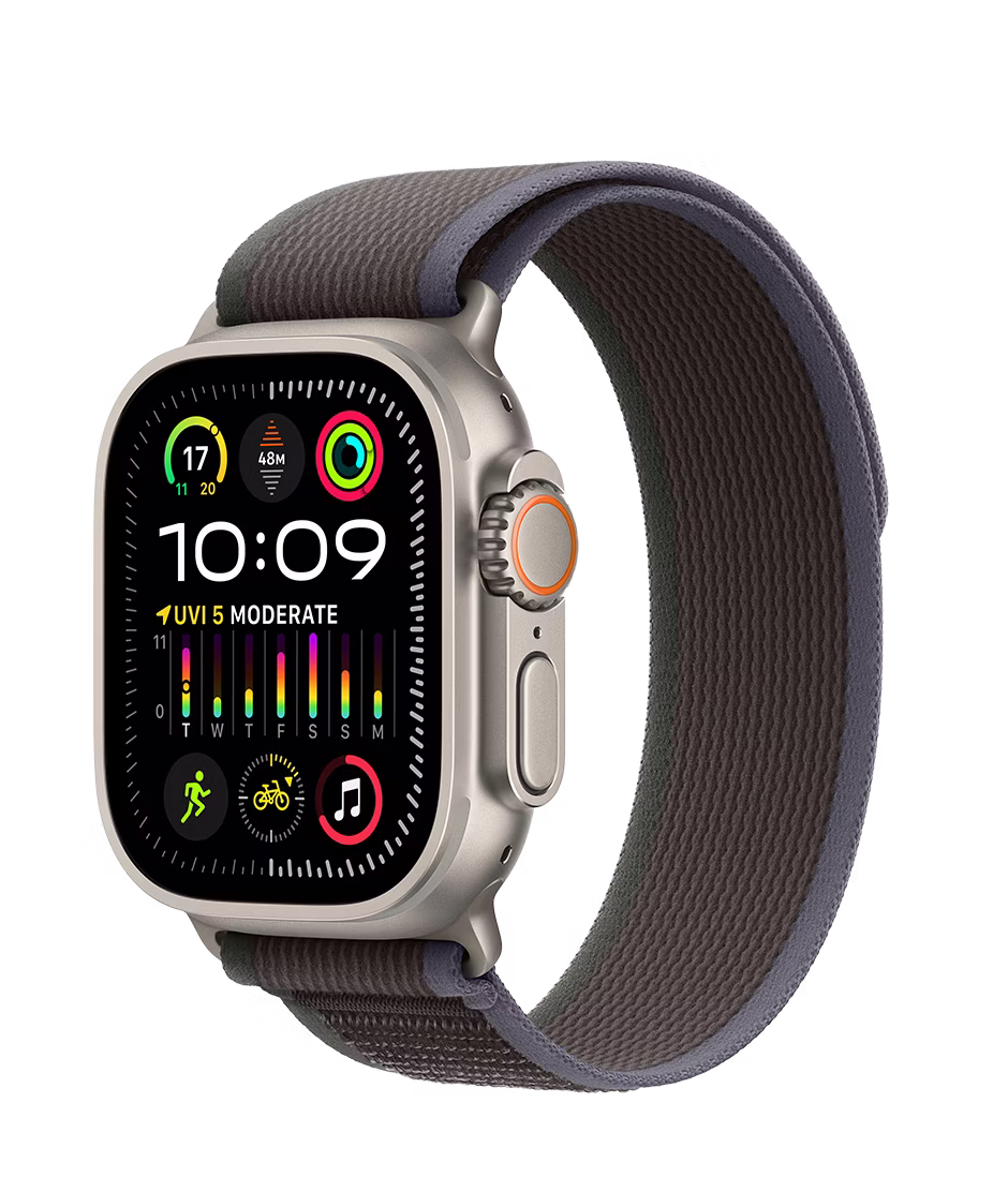 Apple Watch Ultra 2 GPS + Cellular 49mm Natural Titanium Case with Blue/Black S/M Trail Loop