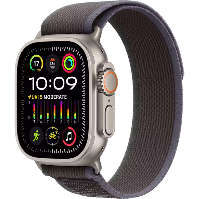 Apple Watch Ultra 2 GPS + Cellular 49mm Natural Titanium Case with Blue/Black S/M Trail Loop